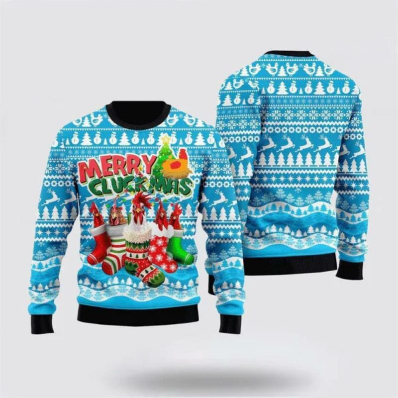 Chicken Merry Cluckmas Ugly Christmas Sweater For Men And Women Farm Ugly Sweater Christmas Fashion Winter 9109