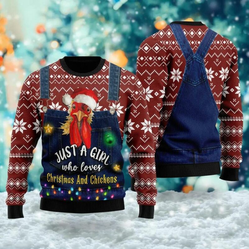 Chickens Ugly Christmas Sweater For Men And Women Farm Ugly Sweater Christmas Fashion Winter 8601
