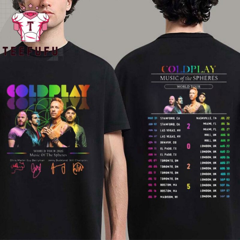 Coldplay Music Of The Spheres World Tour 2025 Signature T Shirt