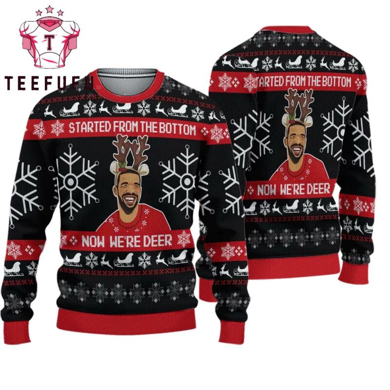 Drake Rap Hiphop Now We're Deer Christmas Ugly Sweater