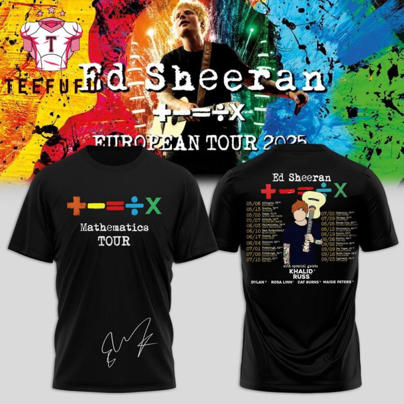 Ed Sheeran The +−=÷× Tour 2025 Scheduler T Shirt