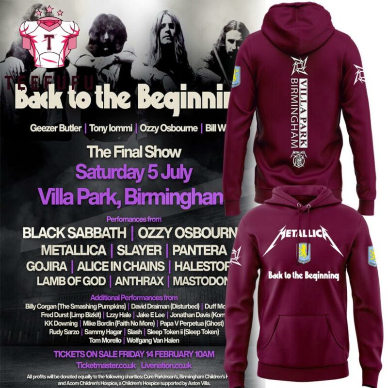 Exclusive Version Metallica x Aston Villa 2025 Red Hoodie