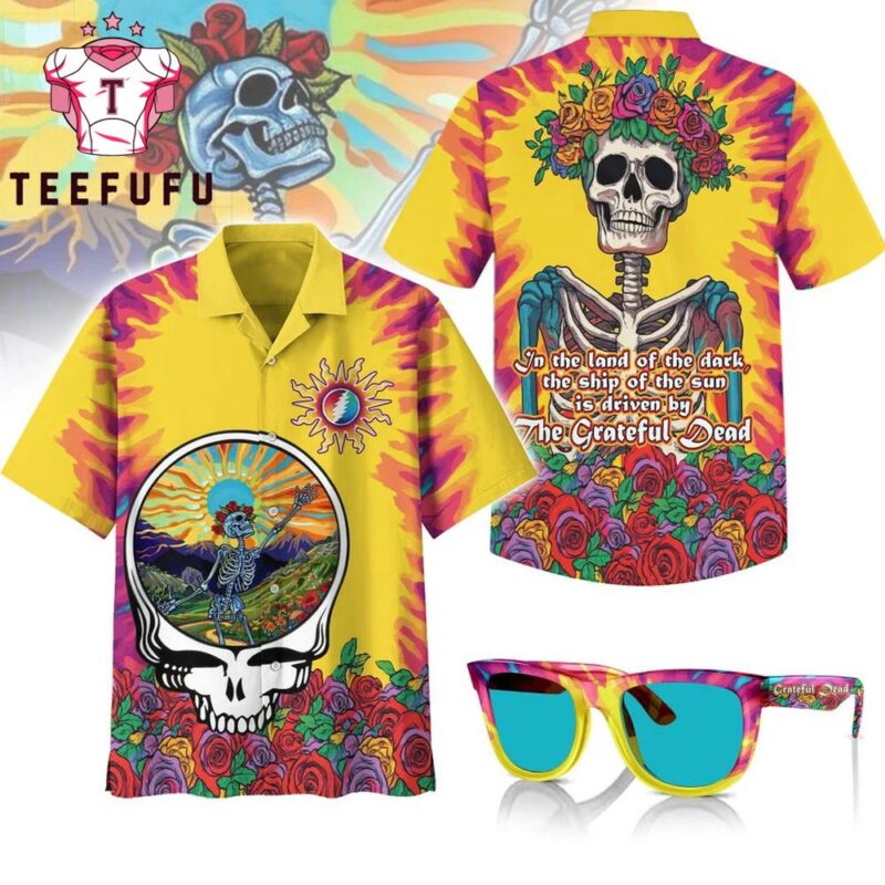 Grateful Dead Black Palm Trees Vintage Trendy Hawaiian Shirt