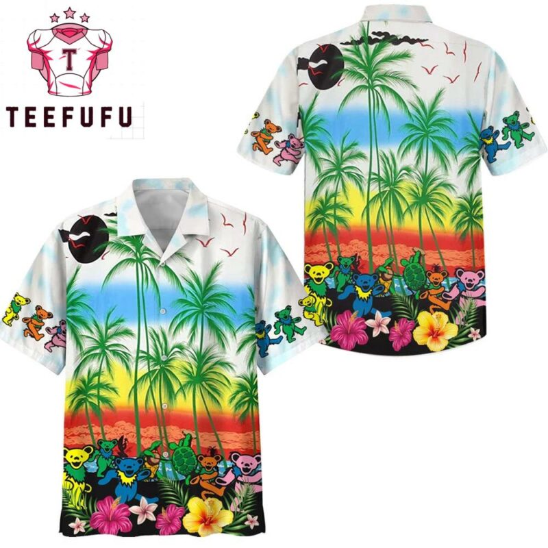 Grateful Dead Hibiscus Tropical Black Trendy Hawaiian Shirt