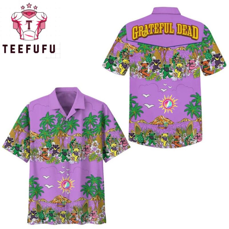Grateful Dead Hibiscus Tropical Blue White Trendy Hawaiian Shirt