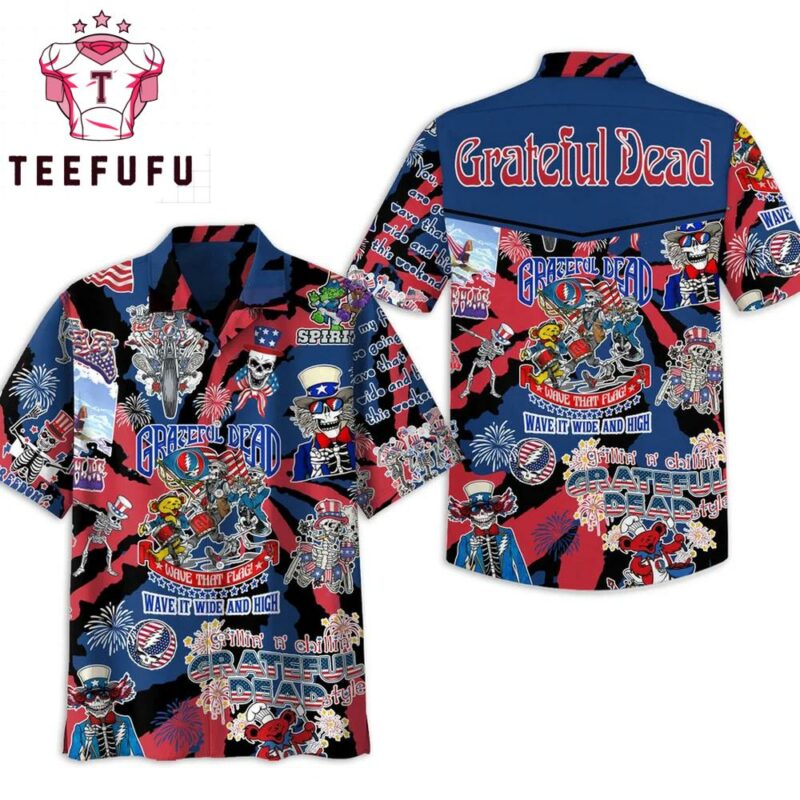 Grateful Dead Logo Bear With Pineapple And Palm Leaves Trendy Hawaiian Shirt