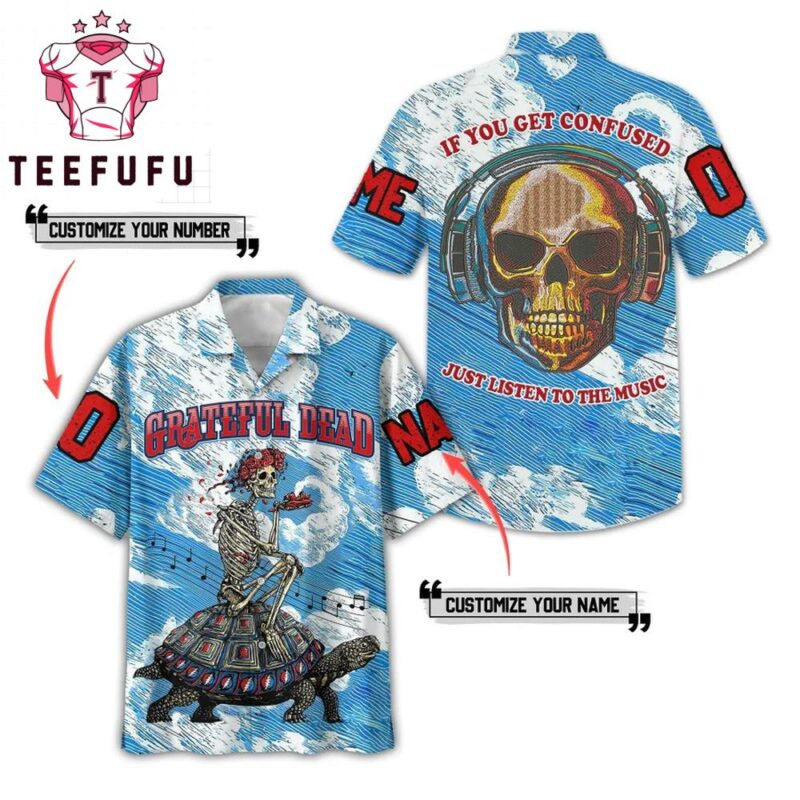 Grateful Dead Logo With Flower And Leaves Pattern Trendy Hawaiian Shirt