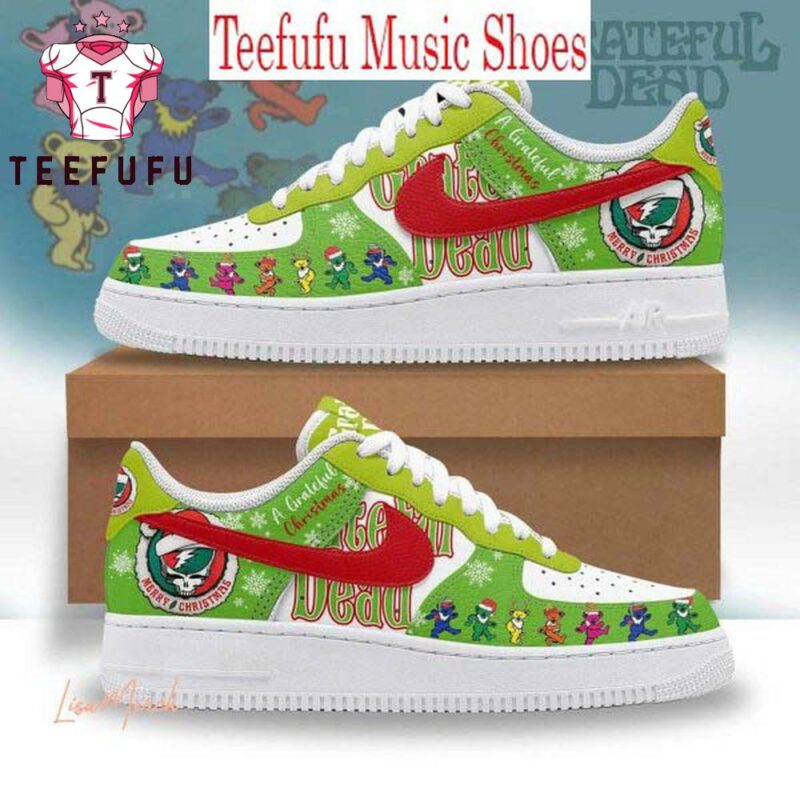 Grateful Dead Merry Christmas Rockmas 2025 And Happy New Years Air Force 1 Shoes Sneaker