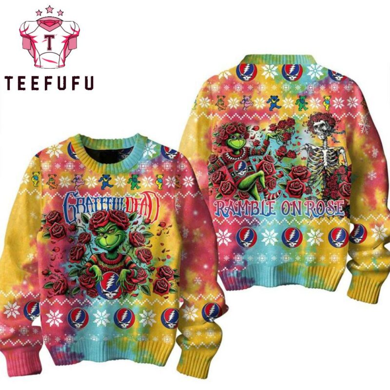 Grateful Dead Ramble On Rose The Grinch Christmas Ugly Sweater