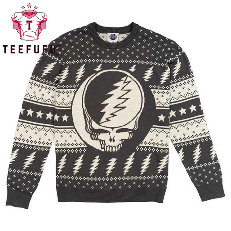 Grateful Dead Steal Your Face Gray 2025 Ugly Christmas Sweater