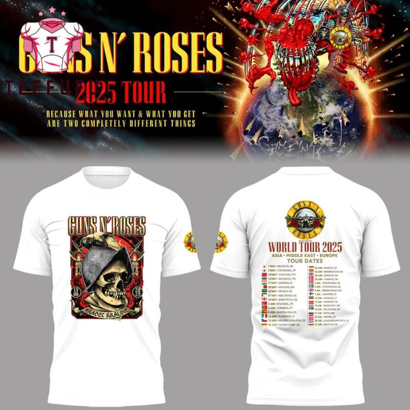 Guns N’ Roses 2025 Asia Middle Europe Tour Dates T Shirt