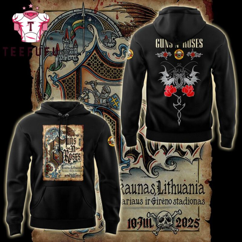 Guns N' Roses In Kaunas Lithuania July 2025 Dariaus Ir Gireno Stadionas Black Hoodie