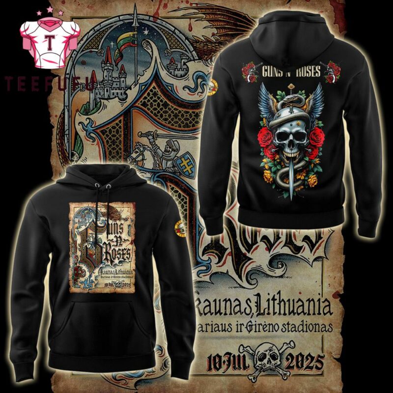 Guns N' Roses In Kaunas Lithuania On July 10 2025 Dariaus Ir Gireno Stadionas Black Hoodie