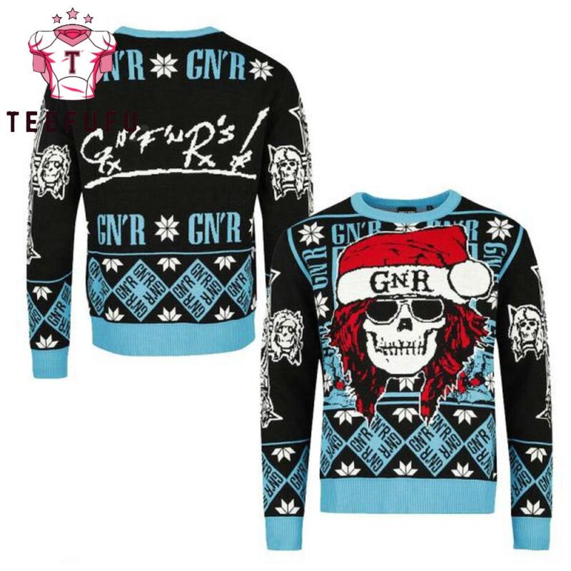 Guns N Roses Skull Logo Snowflakes Pattern 2025 Christmas Ugly Sweater