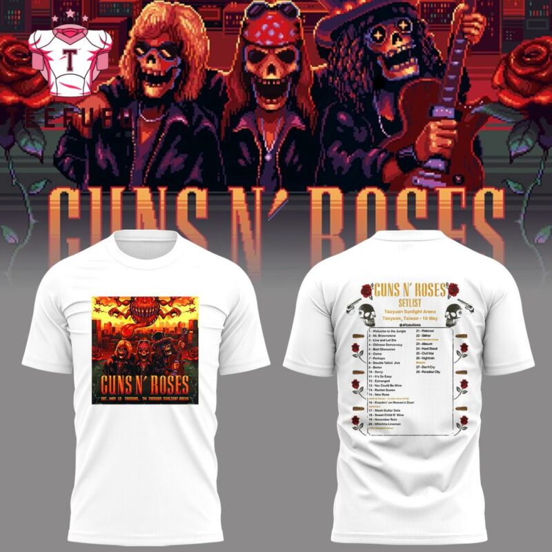 Guns N' Roses Taoyuan Sunlight Music Concert 2025 Setlist 3D Shirt