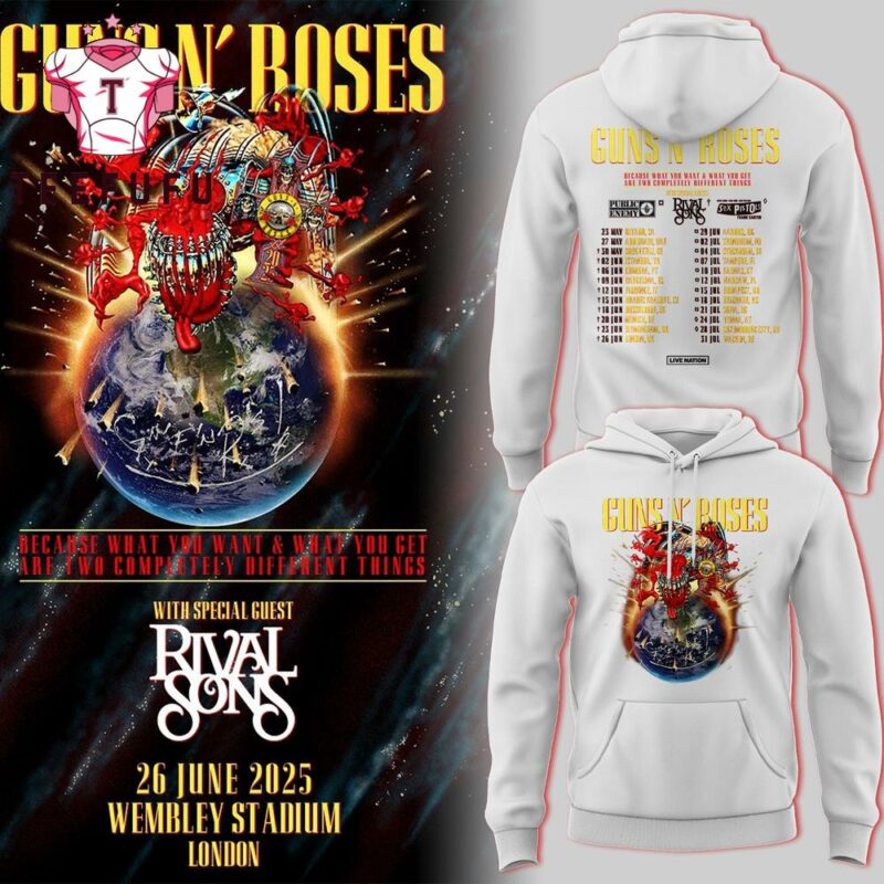 Guns N' Roses The 2025 Tour Limited White Hoodie