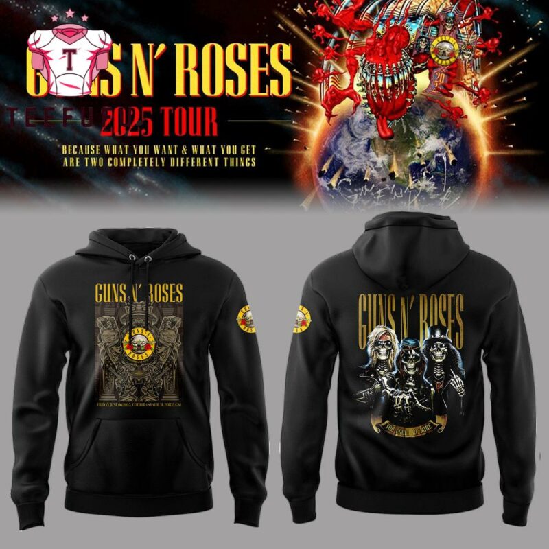 Guns N’ Roses Tour 2025 Skeleton Black Hoodie
