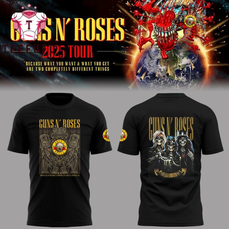 Guns N’ Roses Tour 2025 Skeleton Black Shirt