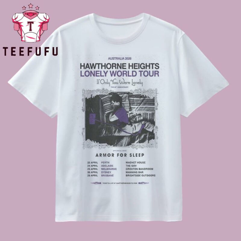 Hawthorne Heights Lonely World Tour Australia 2026 T Shirt