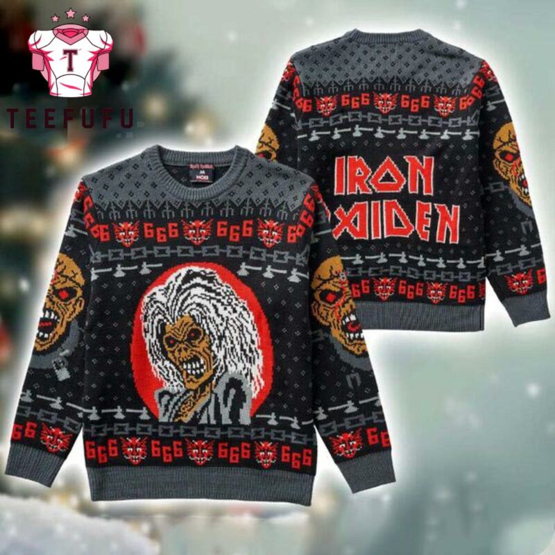 Iron Maiden Eddie The Head 666 Ugly Christmas Sweater