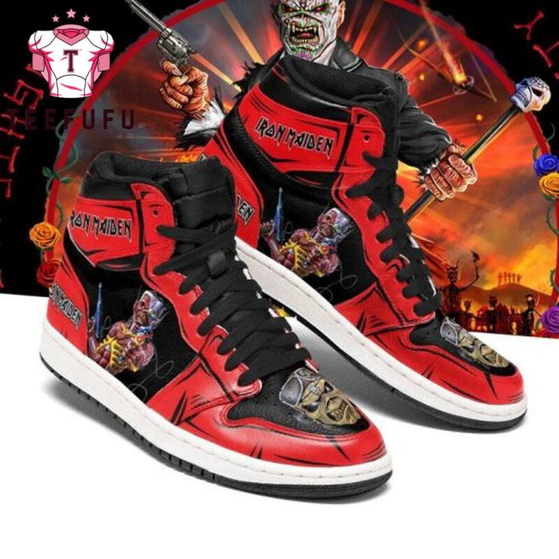Iron Maiden Red Black Air Jordan 1 Hightop Shoes