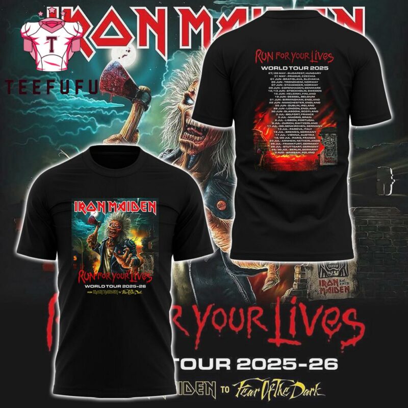 Iron Maiden Run For Your Lives World Tour 2025 3D Shirt