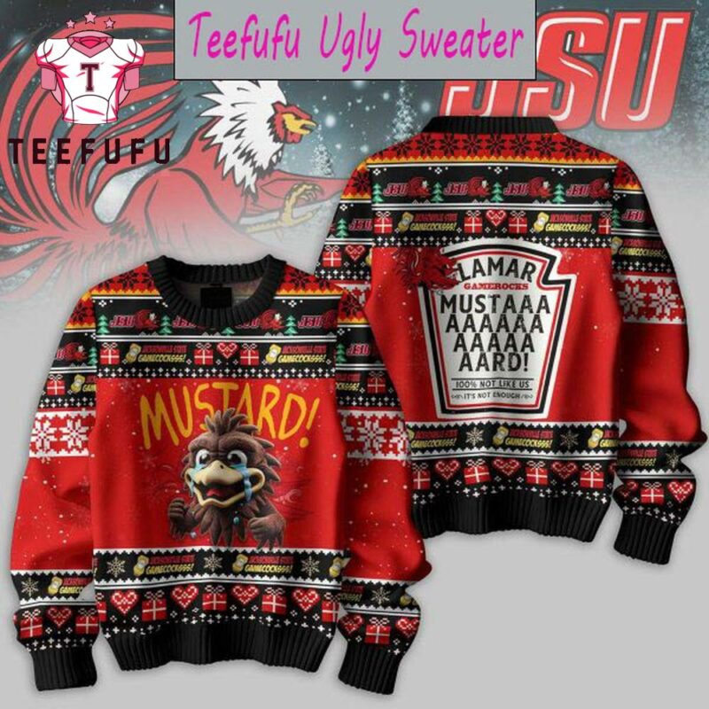 Jackson State Gamecocks Mustard Kendrick Lamar Christmas Ugly Sweater