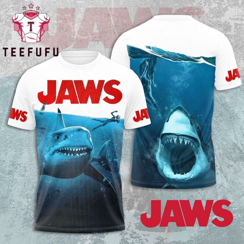 Jaws 3D T-Shirt Shark Attack Tribute for Horror Movie Fans