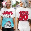Jaws Movie Shirt Great White Shark Retro Design