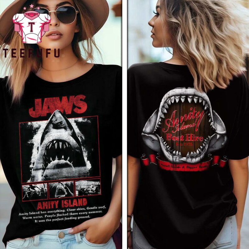 Jaws Ocean Terror Tee Scary Shark 2D Movie Tribute
