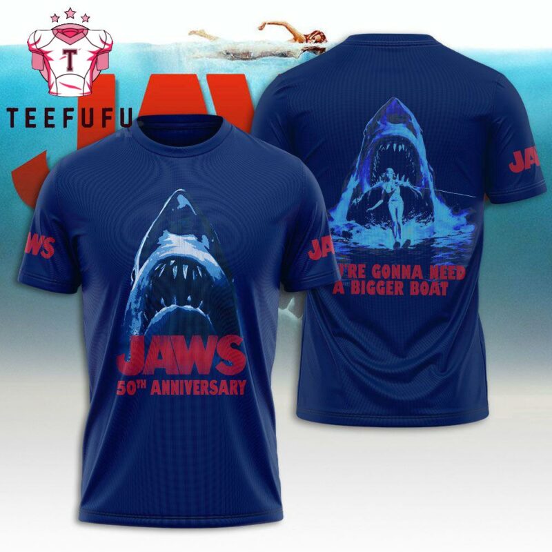 Jaws Retro Style Tee Swim at Your Own Risk Warning