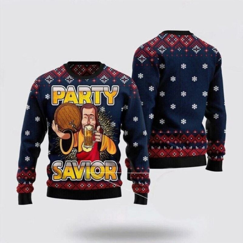Jesus Party Savior Ugly Christmas Sweater Christian Sweater God Gift Gift For Christian Jesus Winter Fashion 3400