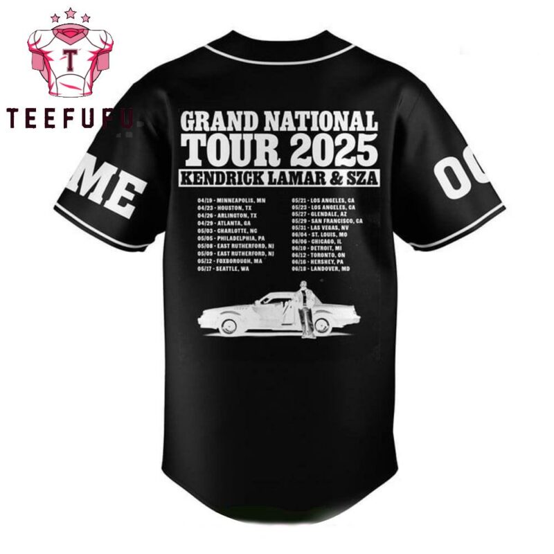 Kendrick Lamar x SZA Grand National Tour 2025 Baseball Jersey