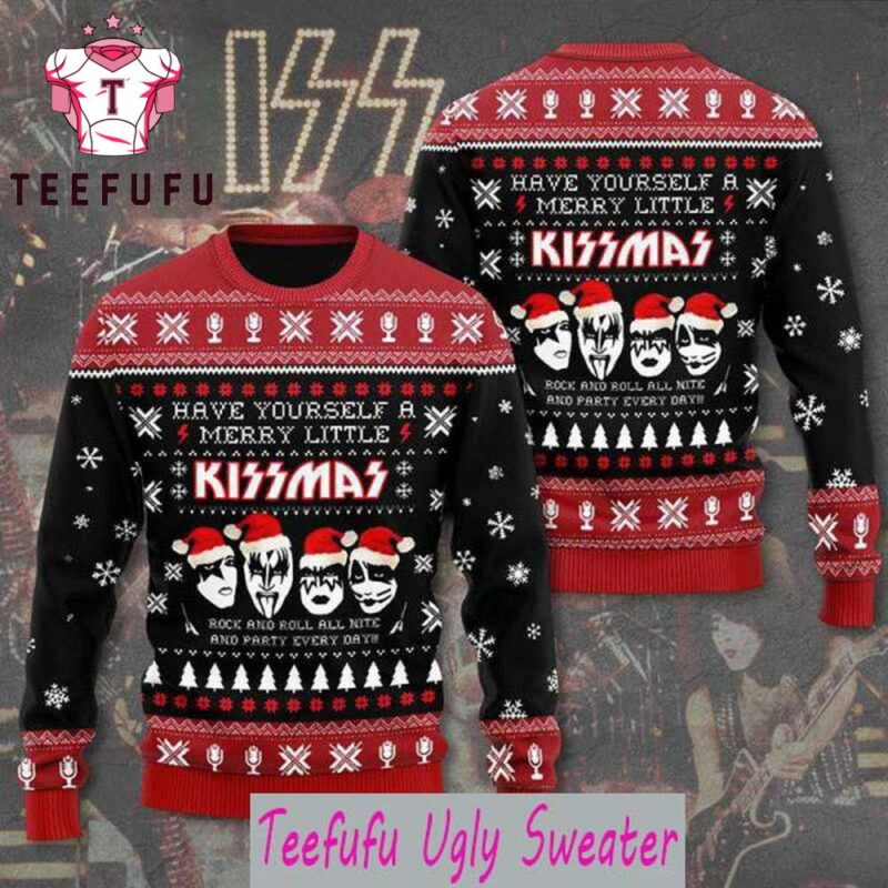 Kiss Band Have Yourself A Merry Little Kissmas 2025 Ugly Christmas Sweater