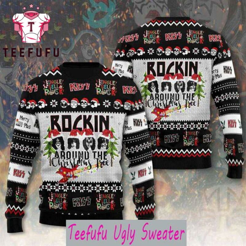 Kiss Band Rockin Around The Christmas Tree 2025 Ugly Christmas Sweater