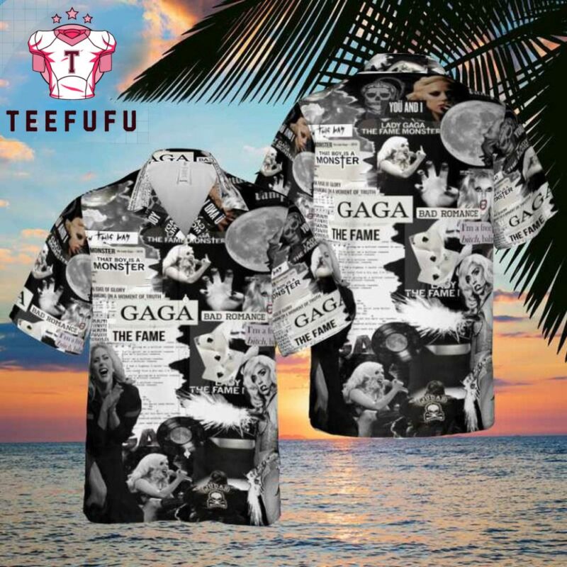 Lady Gaga The Fame Bad Romance Black And White Color Hawaiian Shirt