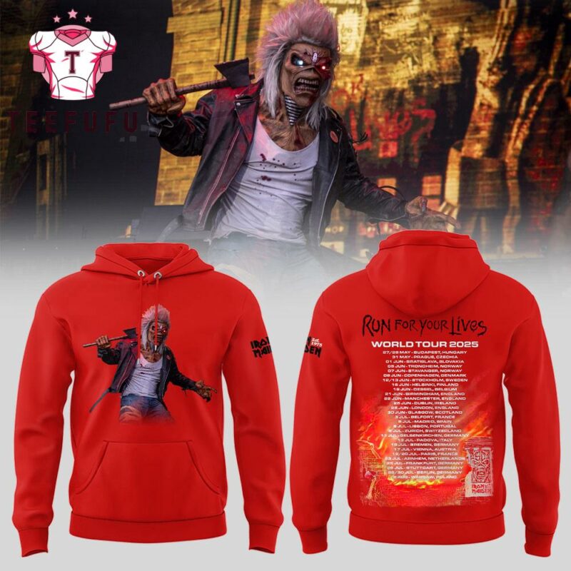 Limited Edition Iron Maiden World Tour 2025 3D Print Red Hoodie