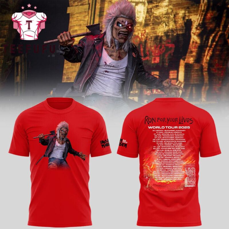 Limited Edition Iron Maiden World Tour 2025 3D Print Red T Shirt