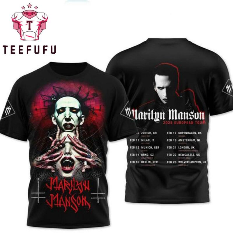 Marilyn Manson 2025 European Tour 3D Shirt