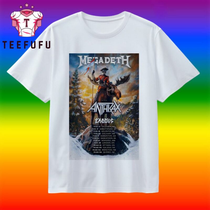 Megadeth With Anthrax Canada 2026 Shows T Shirt