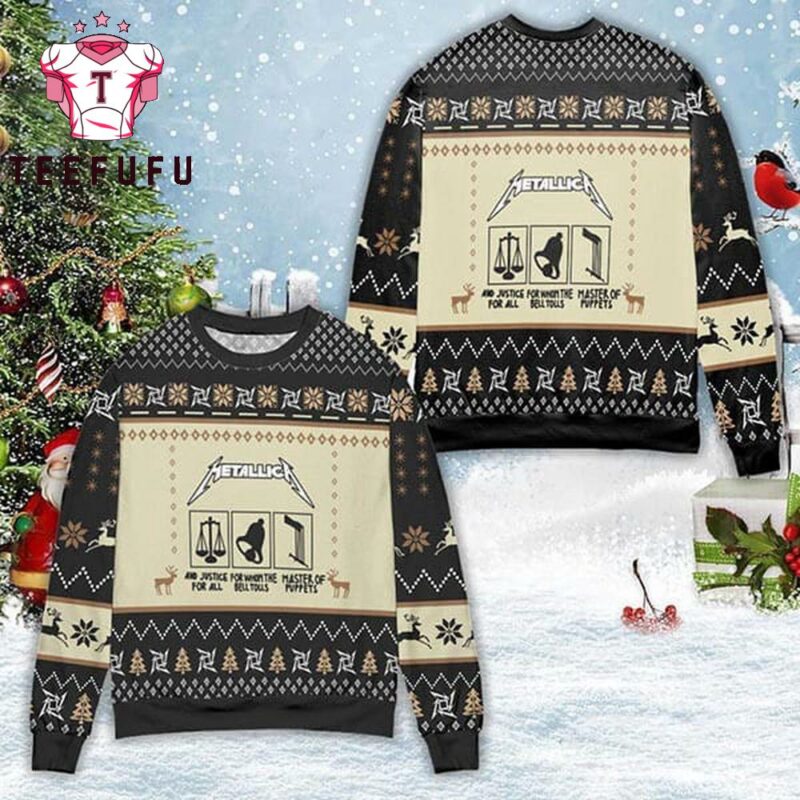 Metallica And Justice For All Xmas Gifts 2025 Ugly Christmas Sweater