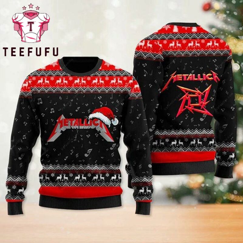 Metallica Band Logo With Santa Hat 2025 Ugly Christmas Sweater