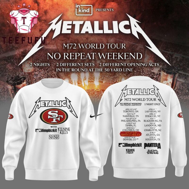 Metallica Exclusive Versio M72 World Tour x San Francisco 49ers 2025 Sweatshirt