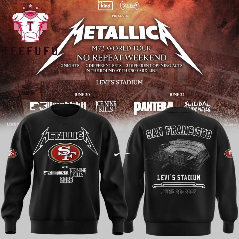 Metallica Exclusive Versio M72 World Tour x San Francisco 49ers Levi's Stadium 2025 Black Sweatshirt