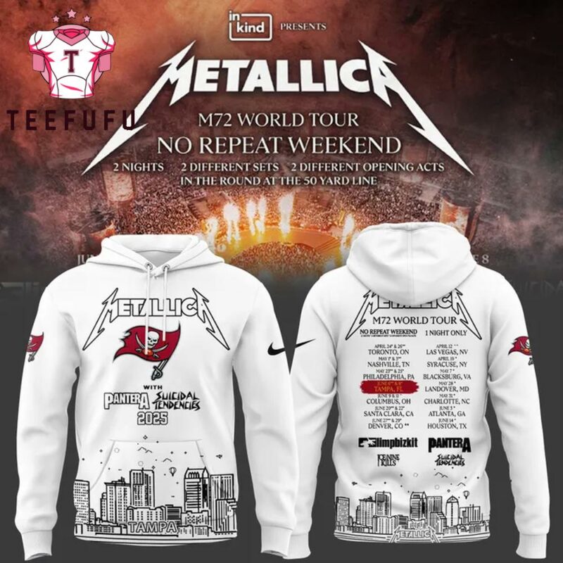 Metallica Exclusive Versio M72 World Tour x Tampa Bay Buccaneers 2025 Hoodie Shirt