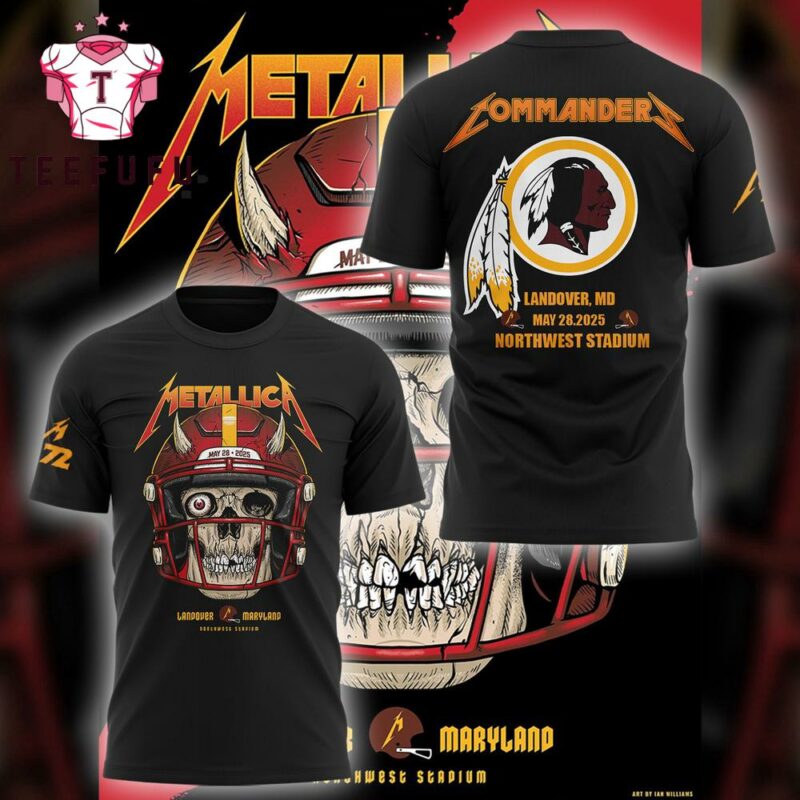 Metallica M72 World Tour 2025 Landover Maryland x Washington Redskins 3D Shirt1