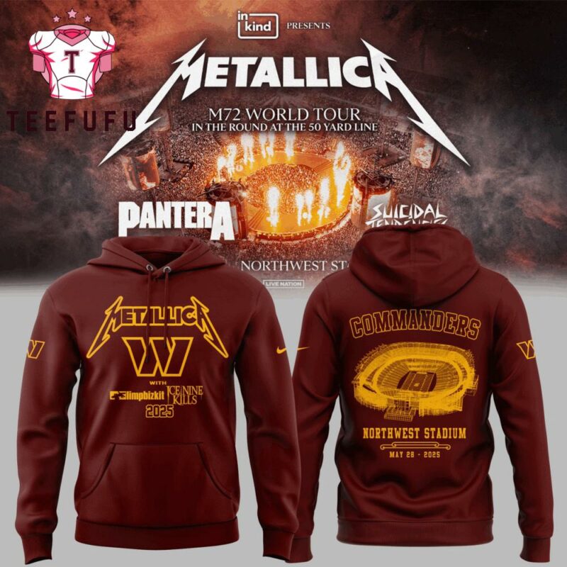Metallica M72 World Tour 2025 No Repeat Weekend x Washington Commanders Hoodie