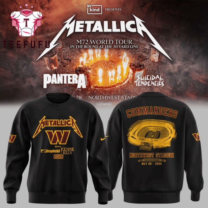 Metallica M72 World Tour 2025 No Repeat Weekend x Washington Commanders Limited Sweatshirt