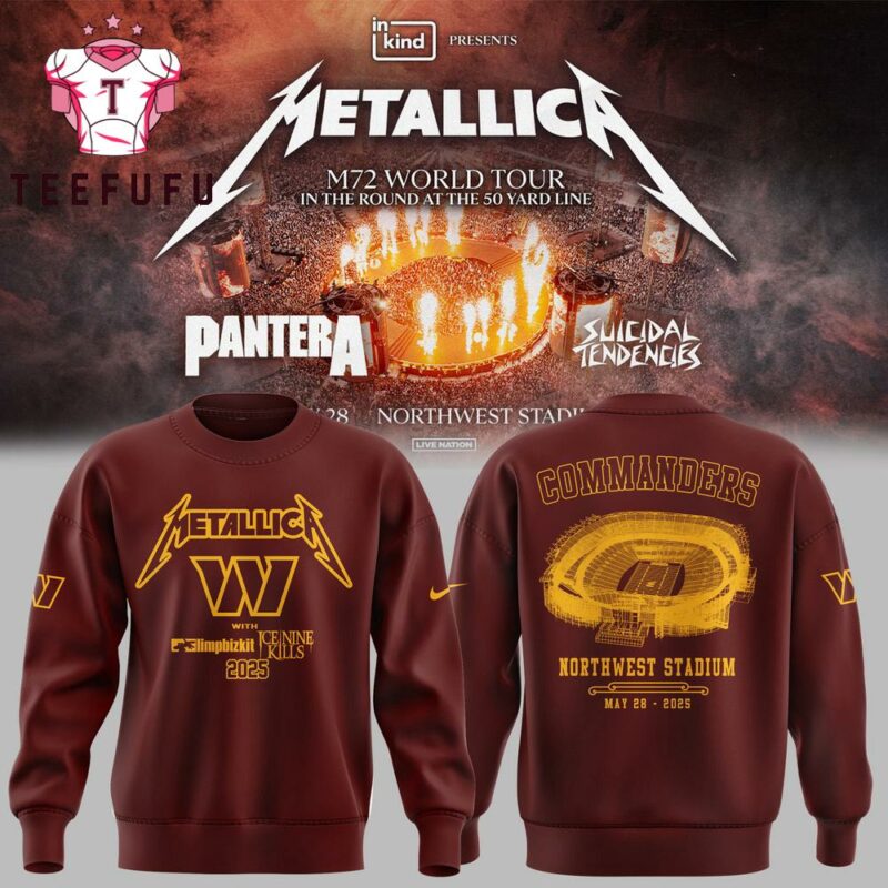 Metallica M72 World Tour 2025 No Repeat Weekend x Washington Commanders Sweatshirt
