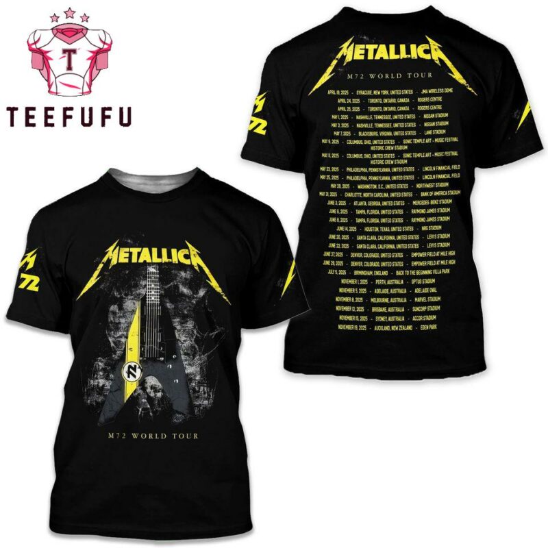 Metallica M72 World Tour 2025 Scheduler 3D Shirt